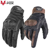 Summer Retro Perforated Leather Motorcycle Gloves – Full Finger & Breathable - Himpall